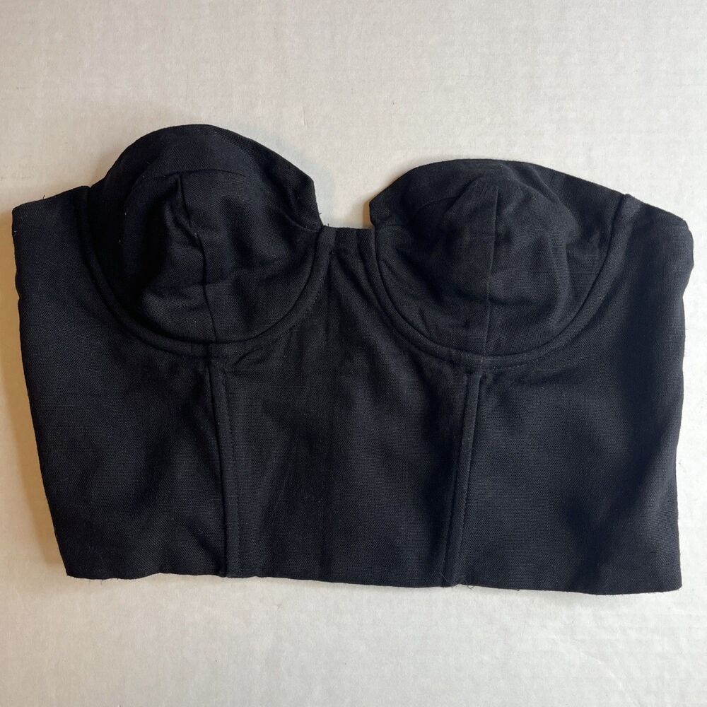 Cotton Candy LA Bustier Women’s S Black Linen Blend Corset Crop Top Layer Party